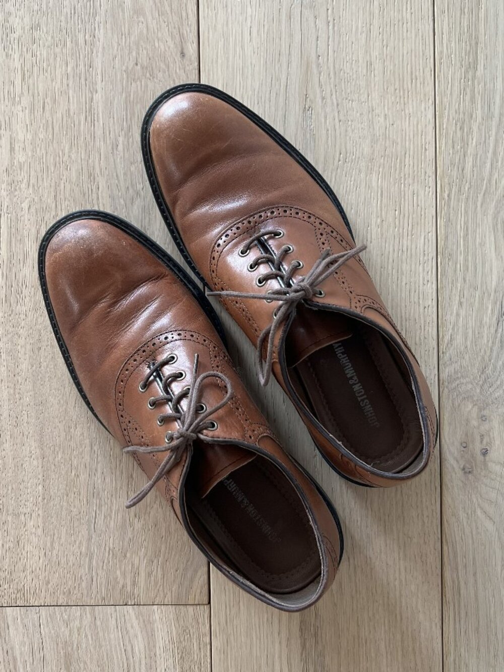 Johnston & Murphy Men’s Brown Leather Lace-Up Derby Dress Shoes Size 10.5 Medium
